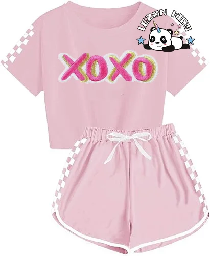 LEZONKIDS - Wholesale Customization Short T-shirt and Shorts Girls Clothing Sets Cute 2 Pcs Girl Clothing Set